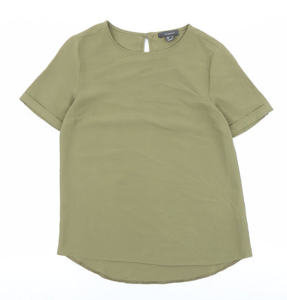 Primark Womens Green Polyester Basic Blouse Size 6 Round Neck