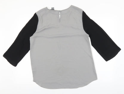 Primark Womens White Polyester Basic Blouse Size 14 Round Neck - Zip Detail