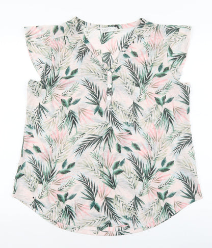 Papaya Womens Green Geometric Polyester Basic Tank Size 16 V-Neck