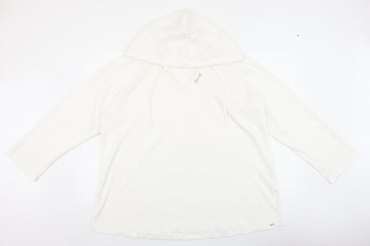 F&F Womens White V-Neck Polyester Pullover Jumper Size 20