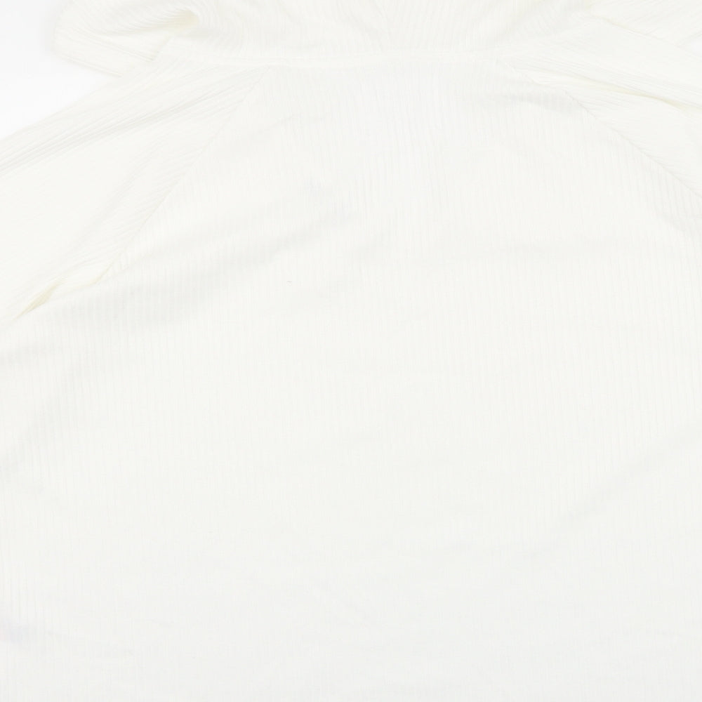 F&F Womens White V-Neck Polyester Pullover Jumper Size 20