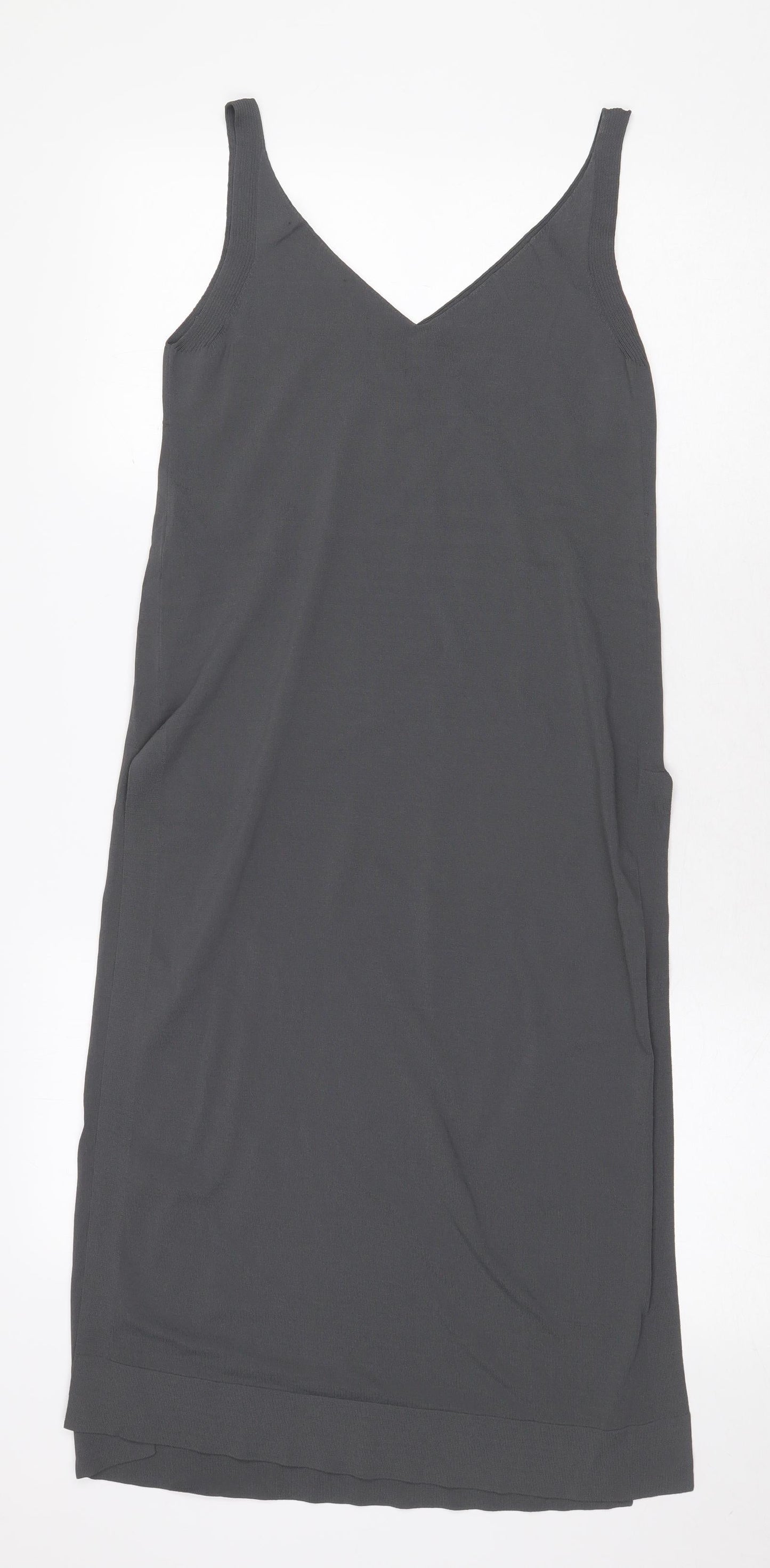 D. EXTERIOR Womens Grey Viscose Tank Dress Size XS V-Neck Pullover