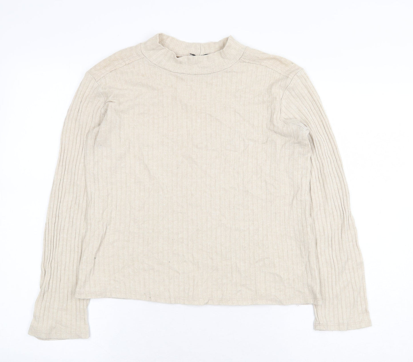 Womens UK Size M Zanzara Beige Basic T-Shirt