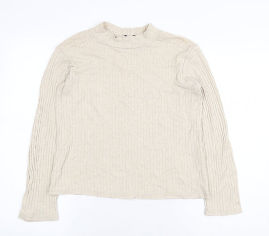 Womens UK Size M Zanzara Beige Basic T-Shirt
