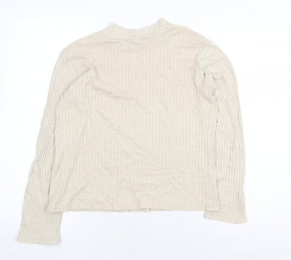 Womens UK Size M Zanzara Beige Basic T-Shirt