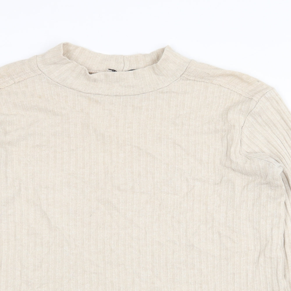 Womens UK Size M Zanzara Beige Basic T-Shirt
