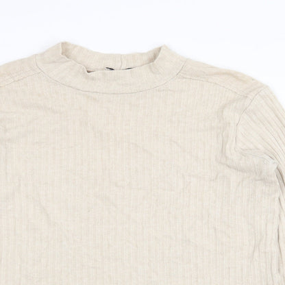 Womens UK Size M Zanzara Beige Basic T-Shirt