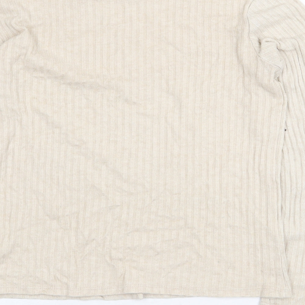 Womens UK Size M Zanzara Beige Basic T-Shirt
