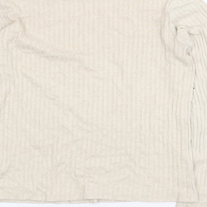 Womens UK Size M Zanzara Beige Basic T-Shirt