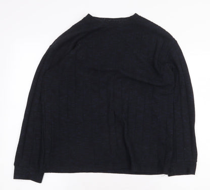 Marks and Spencer Womens Blue Round Neck Viscose Pullover Jumper Size 14