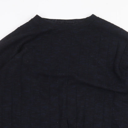 Marks and Spencer Womens Blue Round Neck Viscose Pullover Jumper Size 14