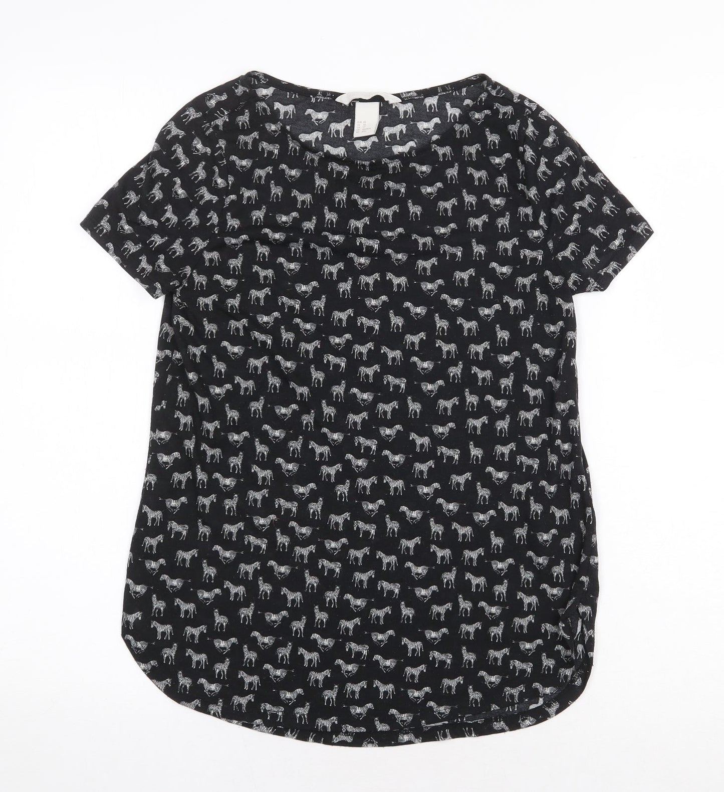 Womens UK Size XS H&M Black Basic T-Shirt