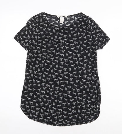 Womens UK Size XS H&M Black Basic T-Shirt