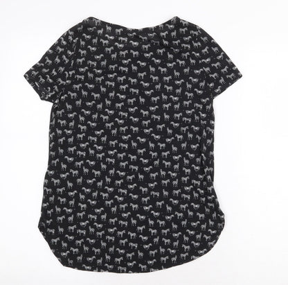 Womens UK Size XS H&M Black Basic T-Shirt