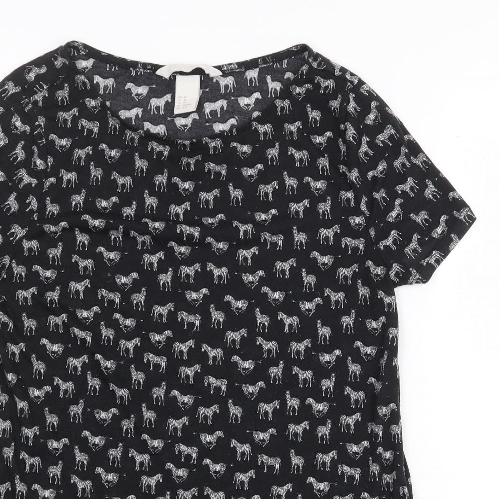 Womens UK Size XS H&M Black Basic T-Shirt