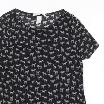 Womens UK Size XS H&M Black Basic T-Shirt