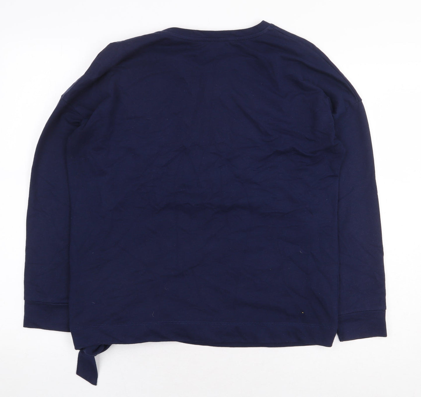 Altitude Womens Blue Cotton Basic T-Shirt Size 10 Round Neck - Butterfly Knot Front