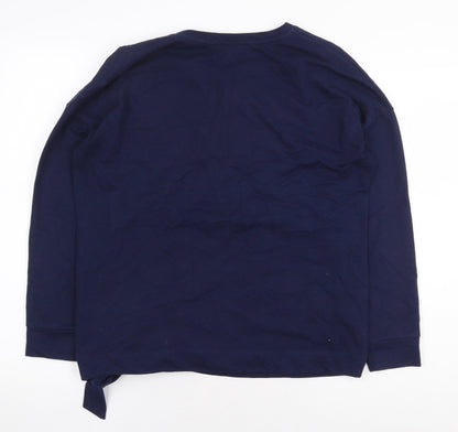 Altitude Womens Blue Cotton Basic T-Shirt Size 10 Round Neck - Butterfly Knot Front