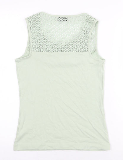 TU Womens Green Cotton Basic Tank Size 8 Scoop Neck