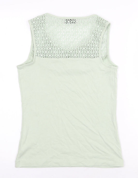 TU Womens Green Cotton Basic Tank Size 8 Scoop Neck