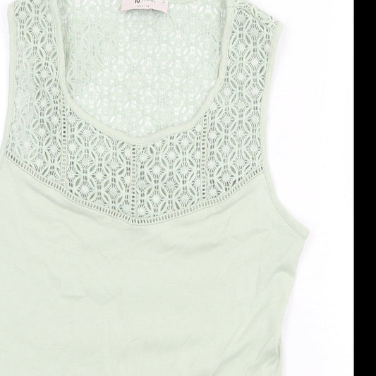 TU Womens Green Cotton Basic Tank Size 8 Scoop Neck