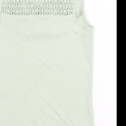 TU Womens Green Cotton Basic Tank Size 8 Scoop Neck