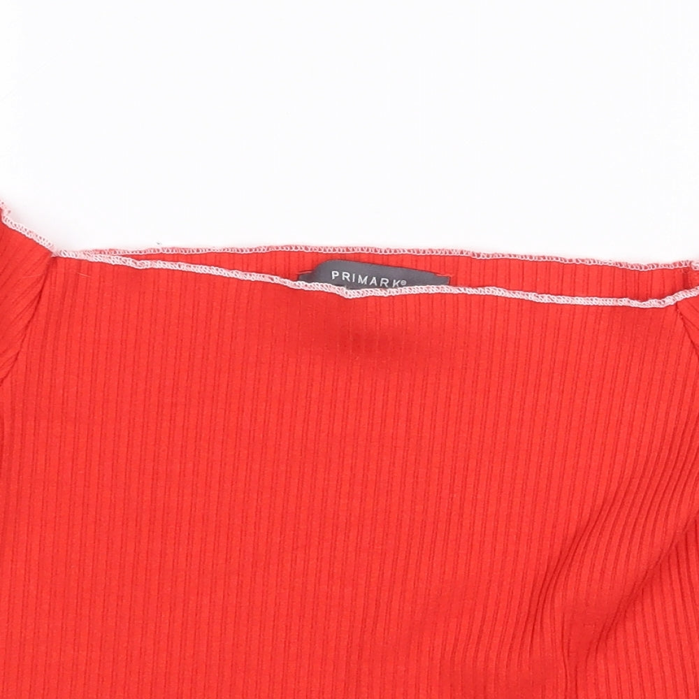 Primark Womens Red Polyester Basic Tank Size 8 Off the Shoulder