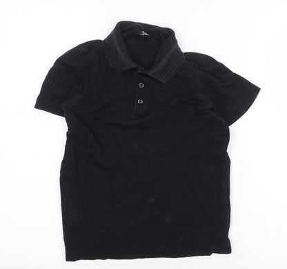 Marks and Spencer Boys Black 100% Cotton Basic Polo Size 8-9 Years Collared Button