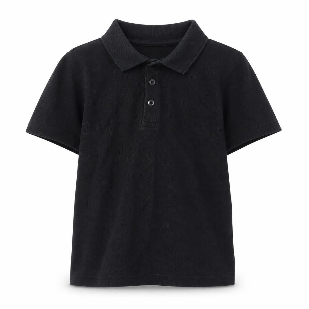 Marks and Spencer Boys Black 100% Cotton Basic Polo Size 8-9 Years Collared Button