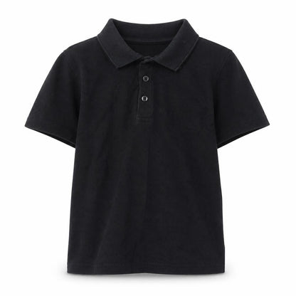 Marks and Spencer Boys Black 100% Cotton Basic Polo Size 8-9 Years Collared Button