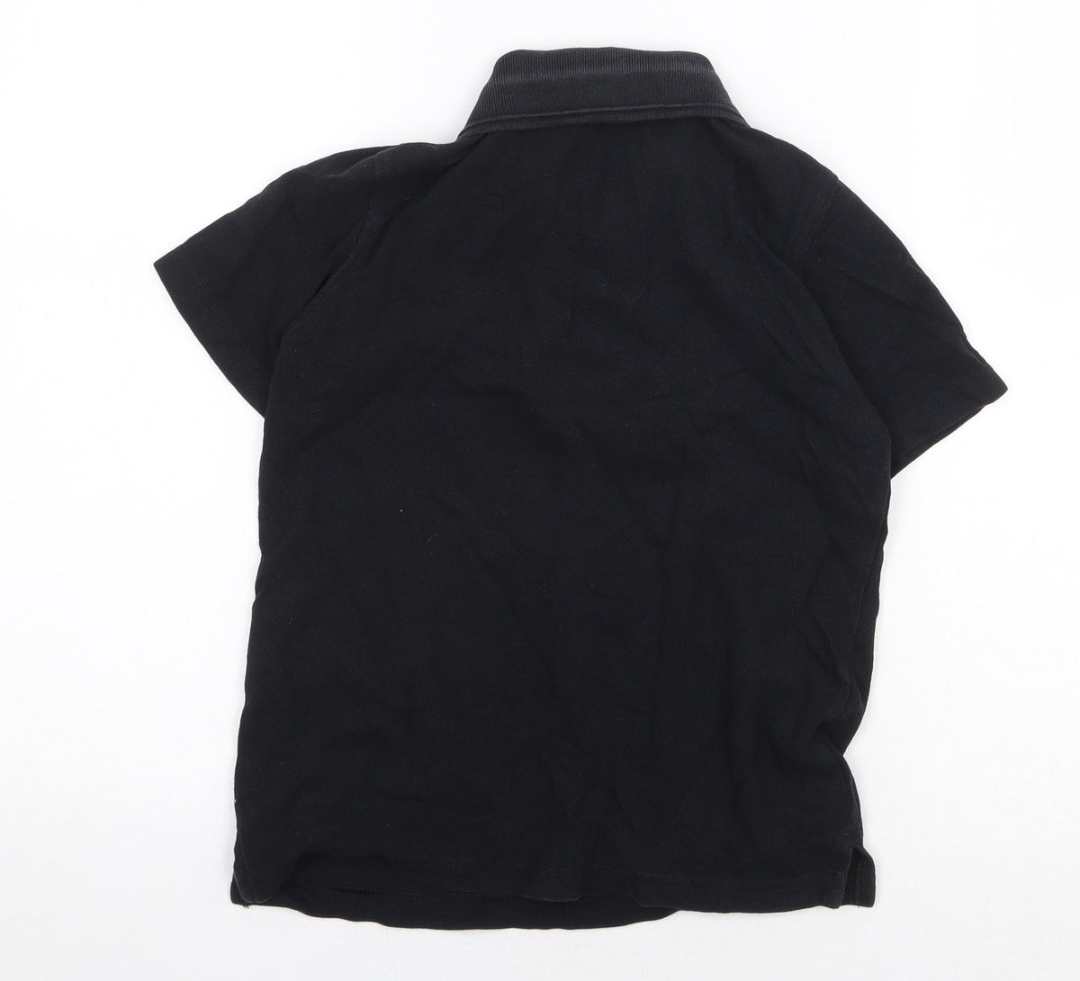 Marks and Spencer Boys Black 100% Cotton Basic Polo Size 8-9 Years Collared Button