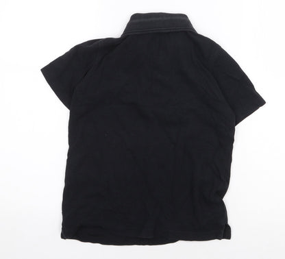 Marks and Spencer Boys Black 100% Cotton Basic Polo Size 8-9 Years Collared Button