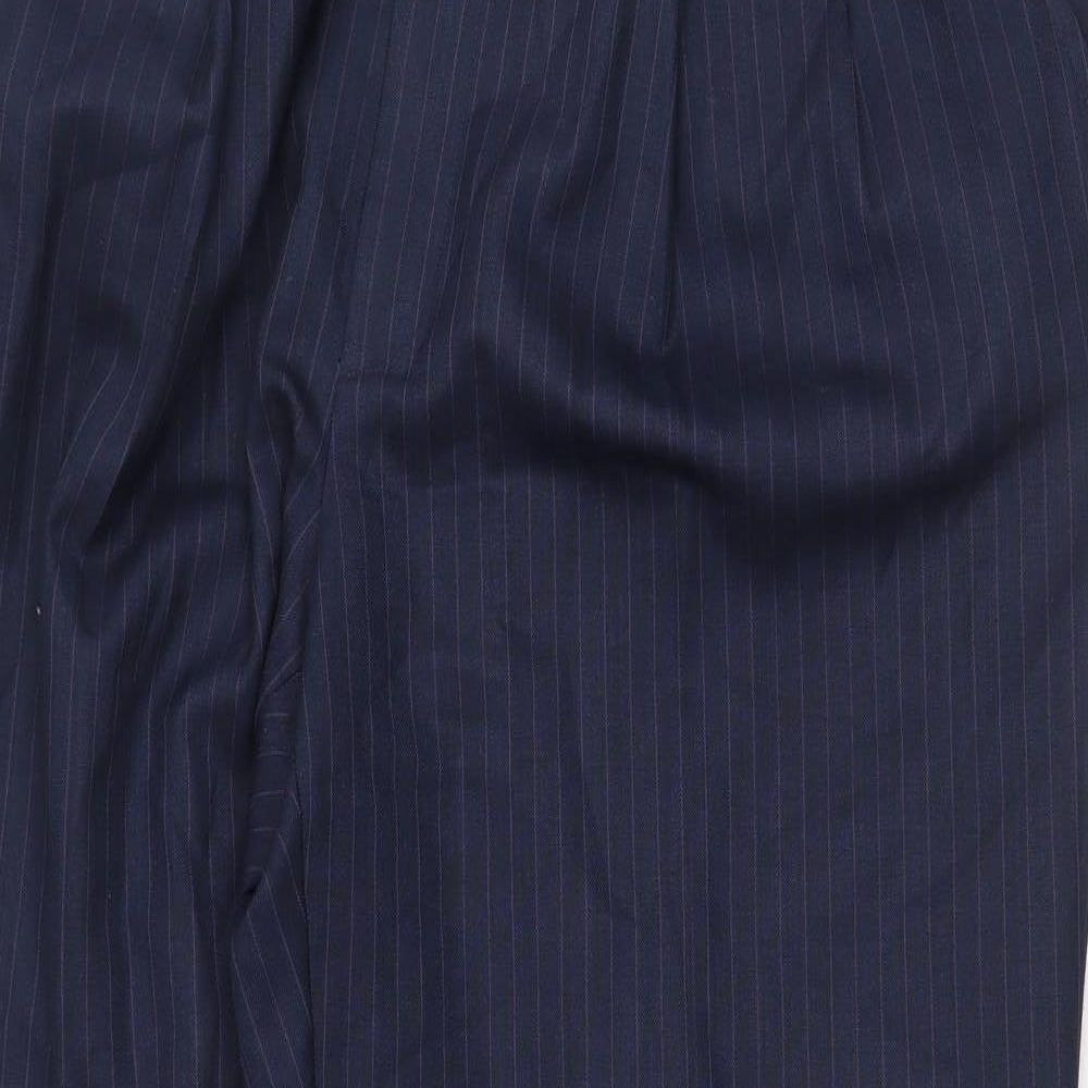 Dino Mens Blue Striped Polyester Dress Pants Trousers Size 40 in Regular Zip