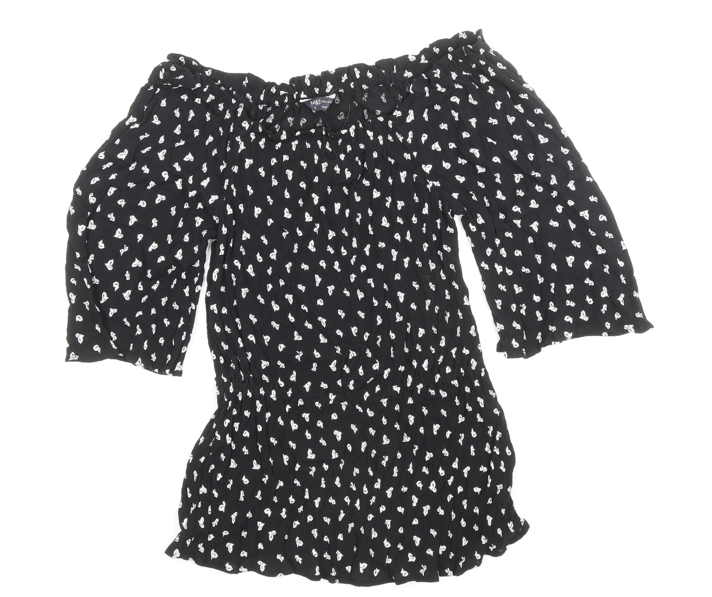 Womens UK Size 8 Marks and Spencer Black Basic Blouse