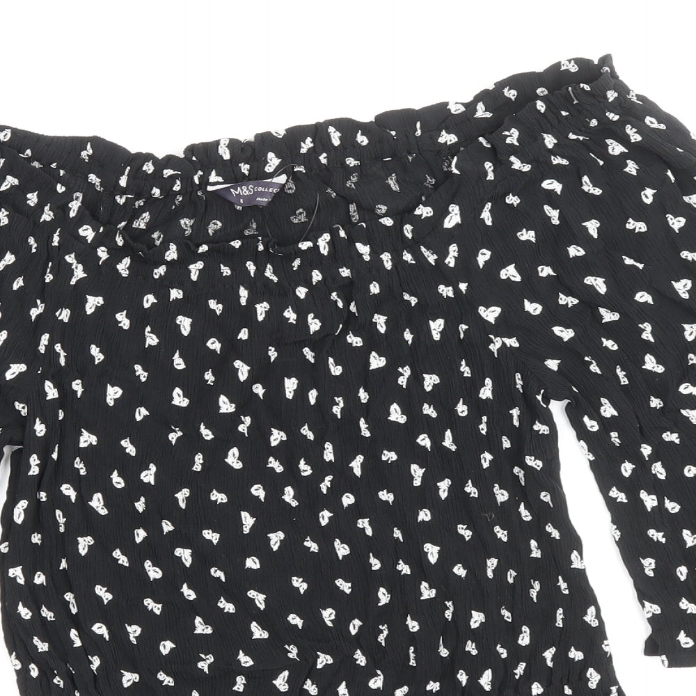 Womens UK Size 8 Marks and Spencer Black Basic Blouse