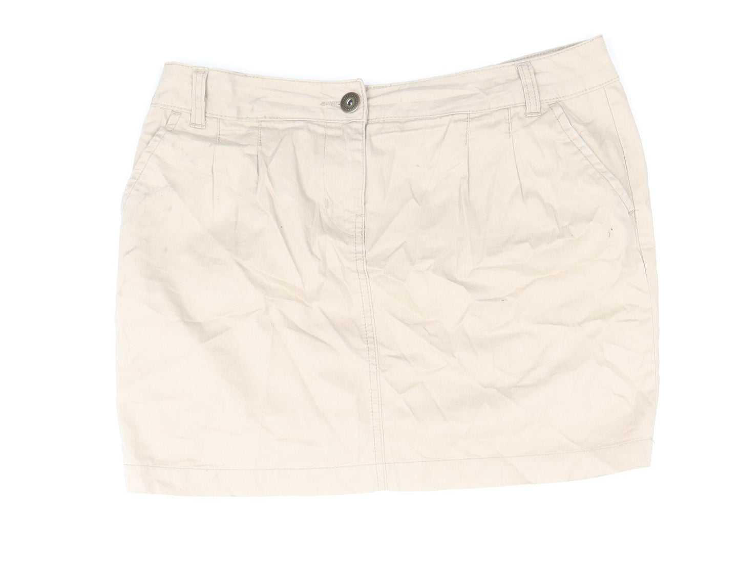 George Womens Brown Cotton Mini Skirt Size 12 Zip