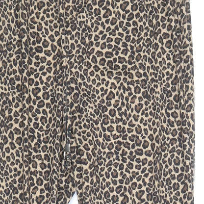 Atmoshphere Womens Brown Animal Print Polyester Jogger Trousers Size 10 Regular Drawstring - Leopard Print