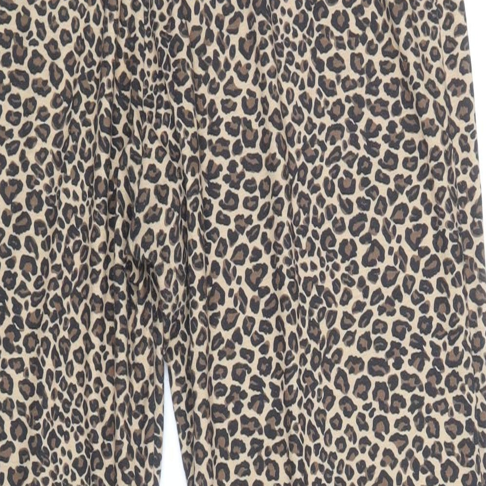 Atmoshphere Womens Brown Animal Print Polyester Jogger Trousers Size 10 Regular Drawstring - Leopard Print