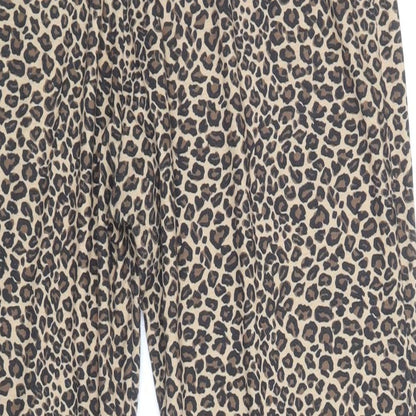 Atmoshphere Womens Brown Animal Print Polyester Jogger Trousers Size 10 Regular Drawstring - Leopard Print