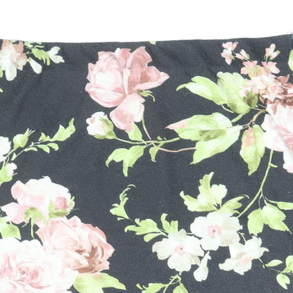 Oasis Womens Black Floral Polyester Bandage Skirt Size L