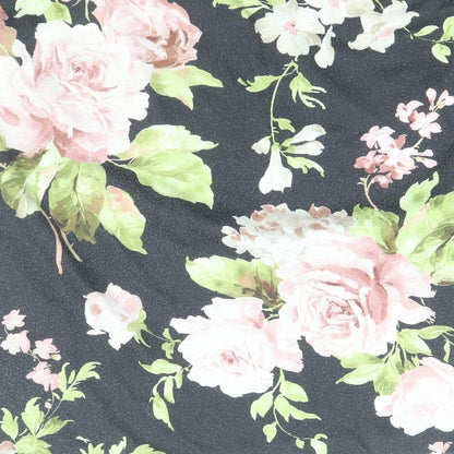 Oasis Womens Black Floral Polyester Bandage Skirt Size L