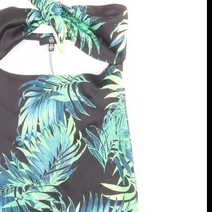 Missguided Womens Black Floral Polyester Mini Size 8 Off the Shoulder Pullover