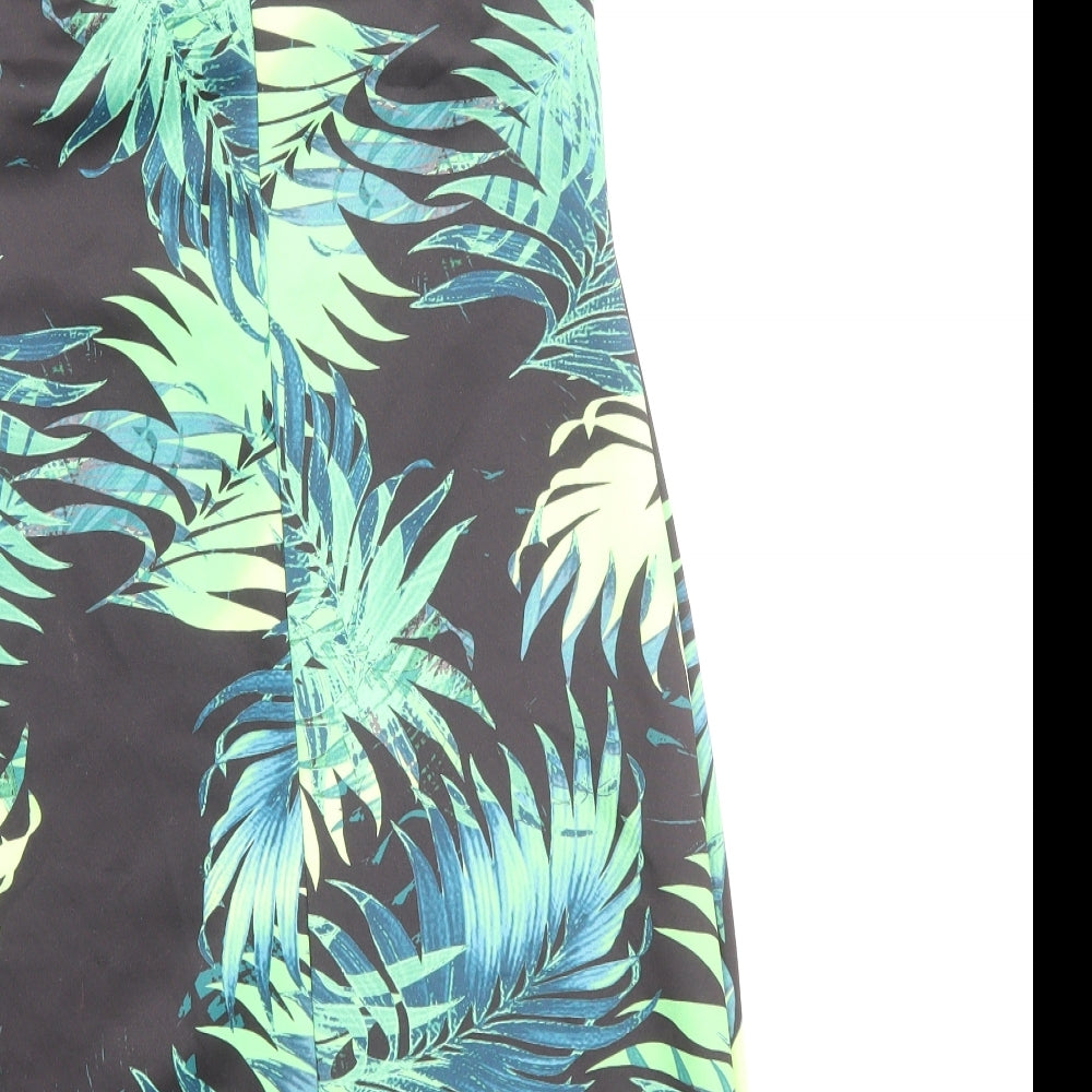 Missguided Womens Black Floral Polyester Mini Size 8 Off the Shoulder Pullover