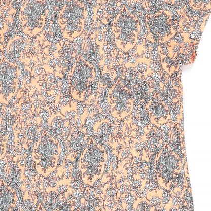 Stella Morgan Womens Orange Geometric Polyester A-Line Size 8 Round Neck Zip