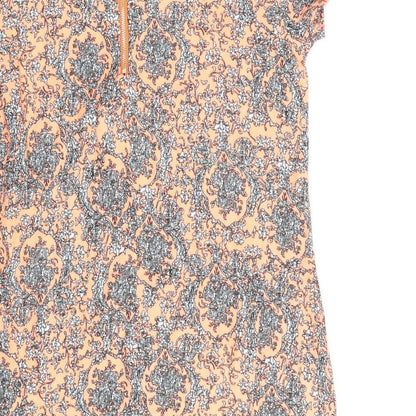 Stella Morgan Womens Orange Geometric Polyester A-Line Size 8 Round Neck Zip