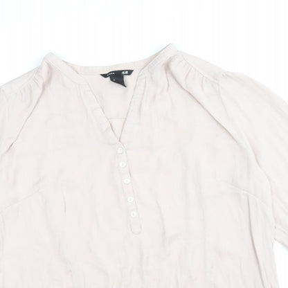 Womens UK Size M H&M Pink Basic Blouse