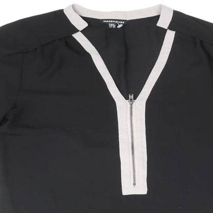 Womens UK Size 8 Warehouse Black Basic Blouse