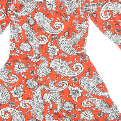 Boohoo Womens Red Paisley Viscose Playsuit One-Piece Size 8 Pullover