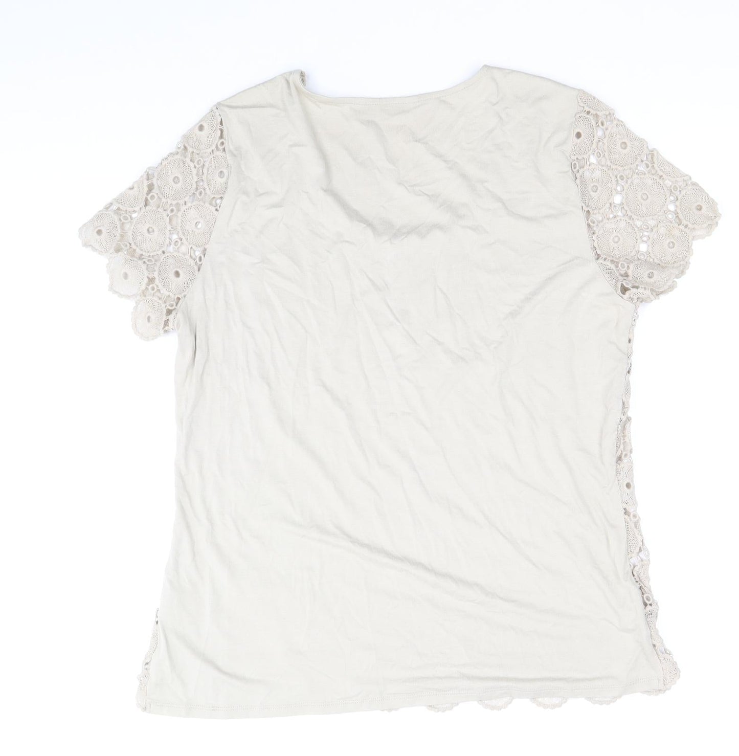 Womens UK Size M Planet Beige Basic T-Shirt