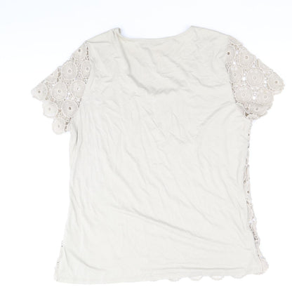 Womens UK Size M Planet Beige Basic T-Shirt